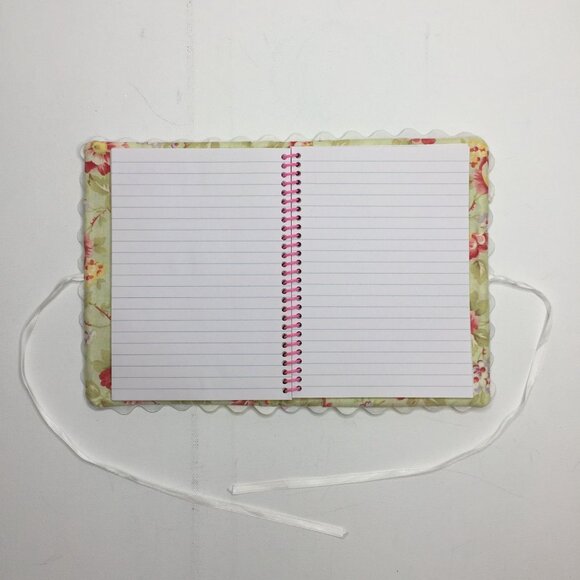 Handmade Notebook Journal Cover 6"X7" Green Floral Fabric Salvage Edges Quilting - Picture 4 of 8